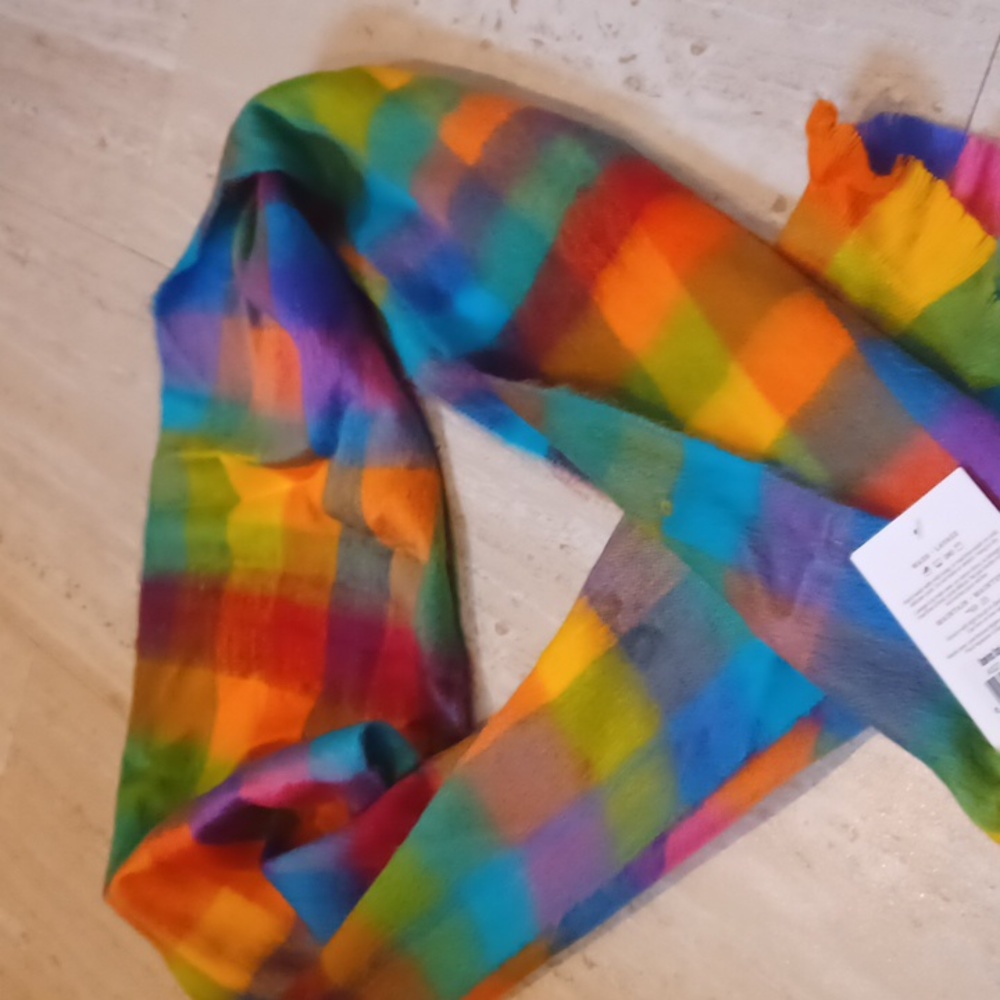 NWT Pokoloko Eye-catching Multi-Colored Check Seamless Scarf - Picture 6 of 9